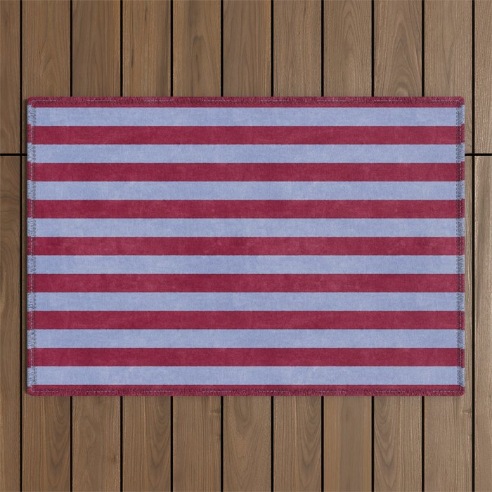 STRIPES - 005 - maroon and blue Outdoor Rug Gallery Image 1