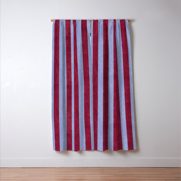 STRIPES - 005 - maroon and blue Window Curtain Gallery Image 3