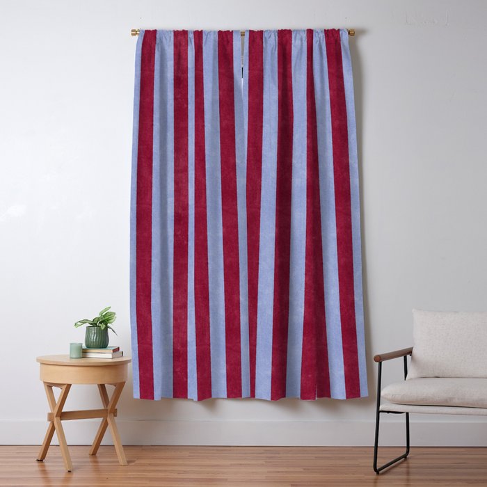 STRIPES - 005 - maroon and blue Window Curtain Gallery Image 5