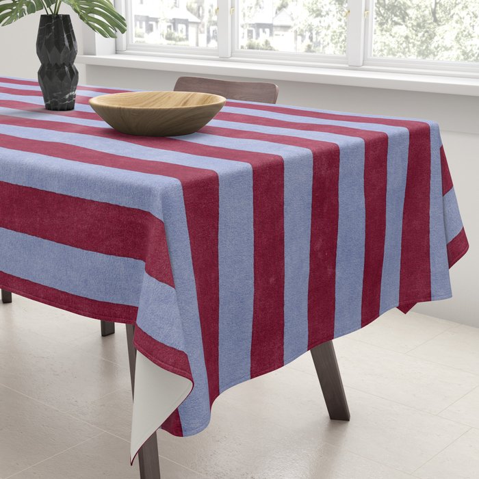 STRIPES - 005 - maroon and blue Tablecloth Gallery Image 3