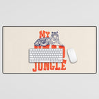 My Head is a Jungle-Tiger typography Desk Mat Gallery Image 1