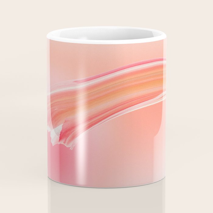 Coral Peach Candy: Abstract Brush Strokes on Gradient Color - 001 Coffee Mug Gallery Image 4
