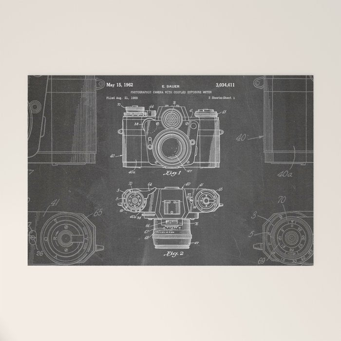 Camera Patent - Photography Art - Black Chalkboard Welcome Mat Gallery Image 1