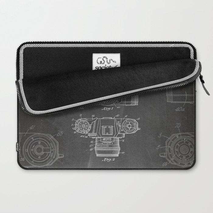 Camera Patent - Photography Art - Black Chalkboard Laptop Sleeve Gallery Image 2