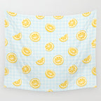 Vintage lemon fruit slice pattern Wall Tapestry Gallery Image 4