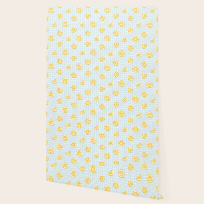 Vintage lemon fruit slice pattern Wallpaper Gallery Image 2