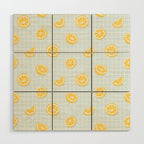Vintage lemon fruit slice pattern Wood Wall Art Gallery Image 1