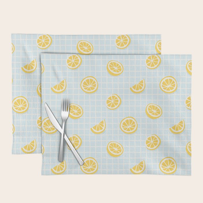 Vintage lemon fruit slice pattern Placemat Gallery Image 1