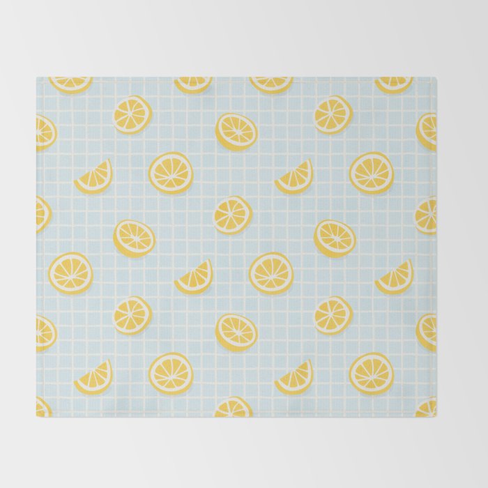 Vintage lemon fruit slice pattern Throw Blanket Gallery Image 2