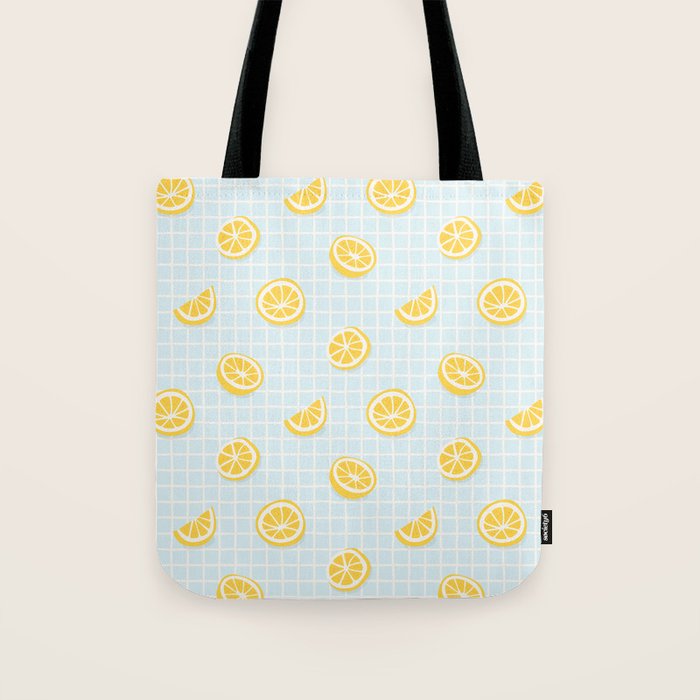 Vintage lemon fruit slice pattern Tote Bag Gallery Image 1