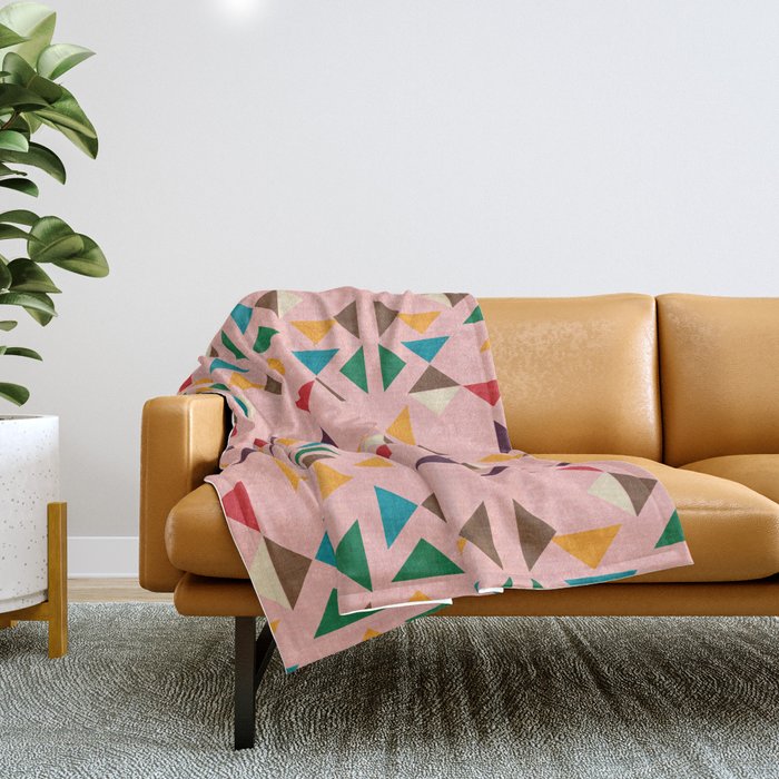 Triangle mod pink Throw Blanket Gallery Image 1