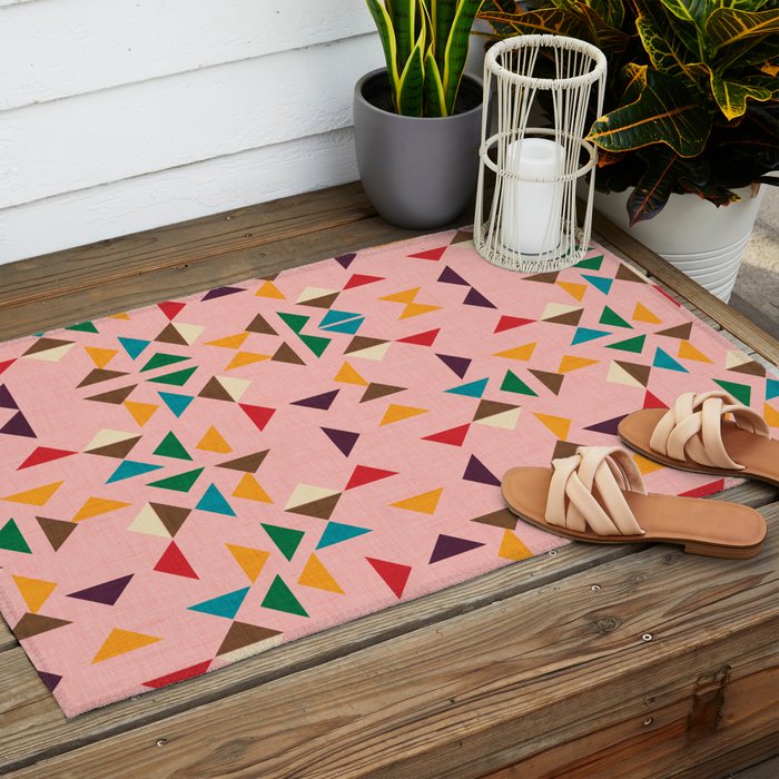 Triangle mod pink Outdoor Rug Gallery Image 2
