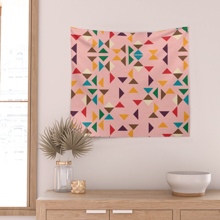 Triangle mod pink Wall Tapestry Gallery Image 2