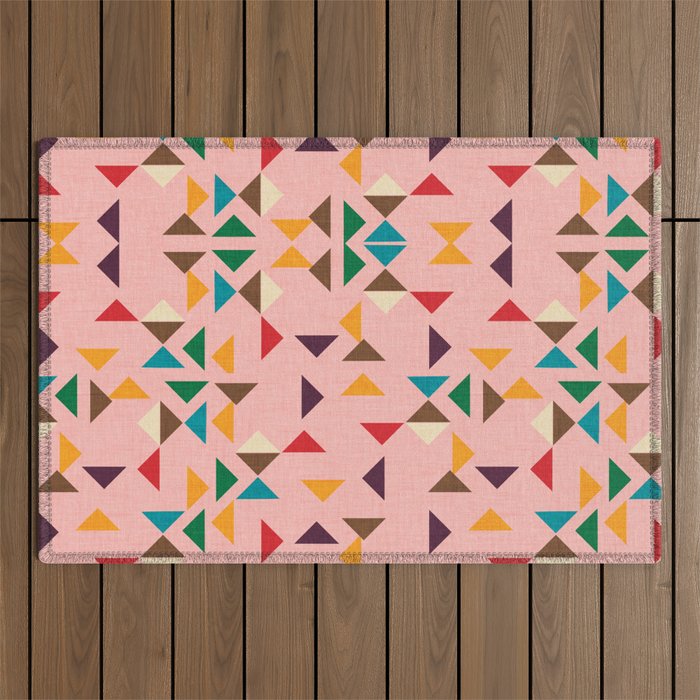 Triangle mod pink Outdoor Rug Gallery Image 1
