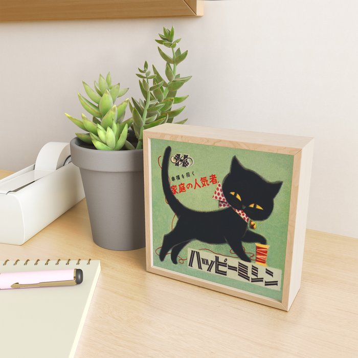 Vintage Japanese Black Cat Mini Art Print Gallery Image 2