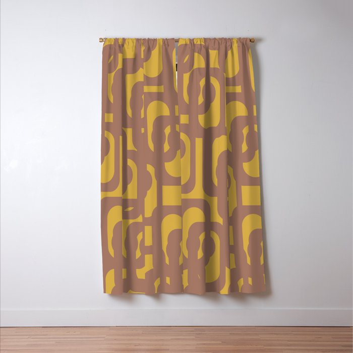 Midcentury Modern Loops Pattern 6 Inspired by PANTONE 17 1230 Color of the Year Mocha Mousse Window Curtain Gallery Image 3