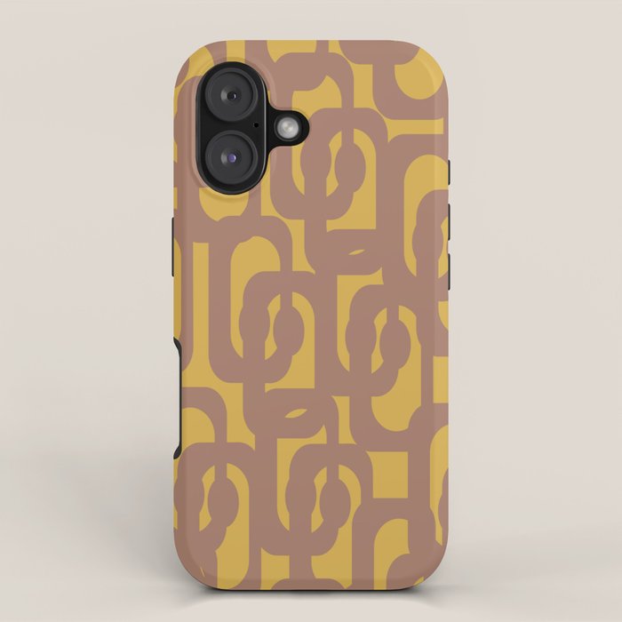 Midcentury Modern Loops Pattern 6 Inspired by PANTONE 17 1230 Color of the Year Mocha Mousse iPhone Case Gallery Image 1