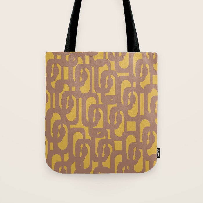 Midcentury Modern Loops Pattern 6 Inspired by PANTONE 17 1230 Color of the Year Mocha Mousse Tote Bag Gallery Image 1
