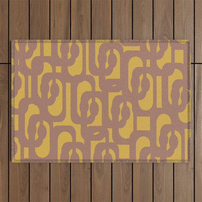 Midcentury Modern Loops Pattern 6 Inspired by PANTONE 17 1230 Color of the Year Mocha Mousse Outdoor Rug Gallery Image 1