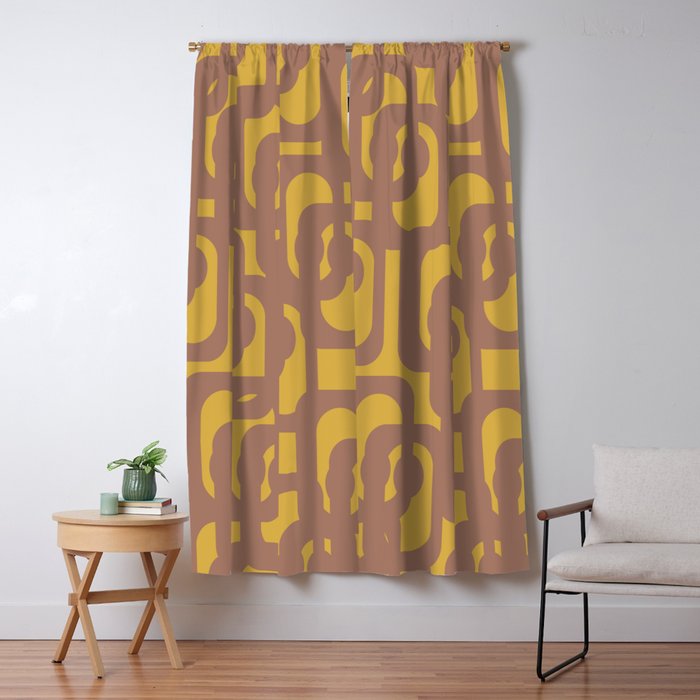 Midcentury Modern Loops Pattern 6 Inspired by PANTONE 17 1230 Color of the Year Mocha Mousse Window Curtain Gallery Image 1
