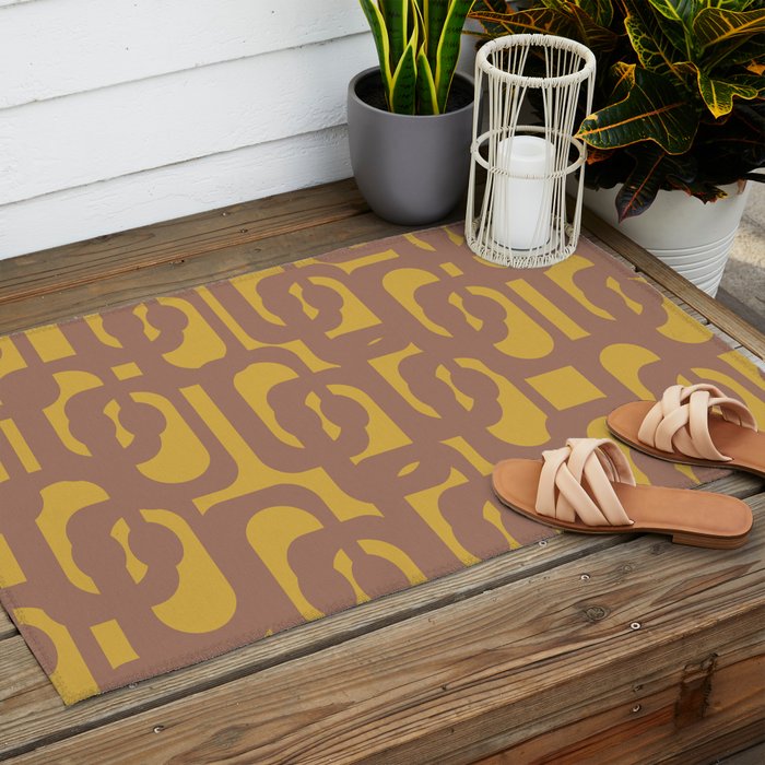 Midcentury Modern Loops Pattern 6 Inspired by PANTONE 17 1230 Color of the Year Mocha Mousse Outdoor Rug Gallery Image 2