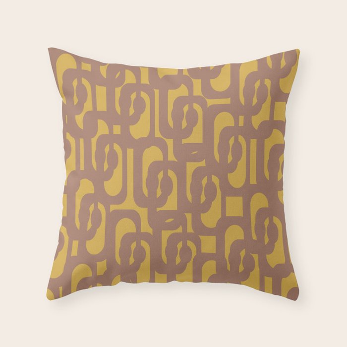 Midcentury Modern Loops Pattern 6 Inspired by PANTONE 17 1230 Color of the Year Mocha Mousse Throw Pillow Gallery Image 2
