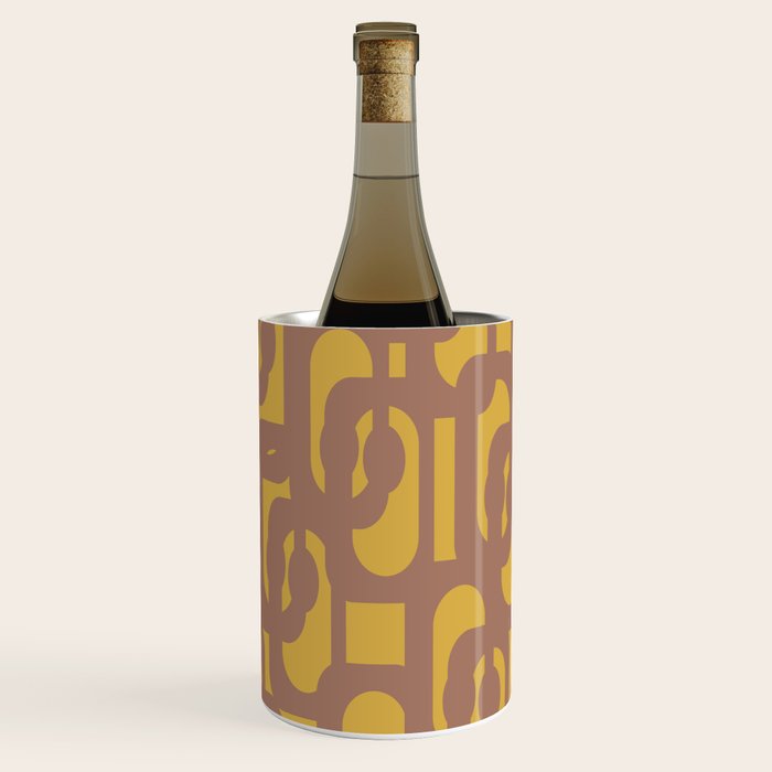 Midcentury Modern Loops Pattern 6 Inspired by PANTONE 17 1230 Color of the Year Mocha Mousse Wine Chiller Gallery Image 3
