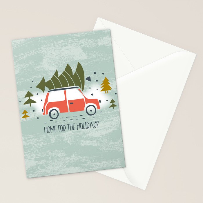 Home For The Holidays Blush Mint Christmas Stationery Card Gallery Image 2