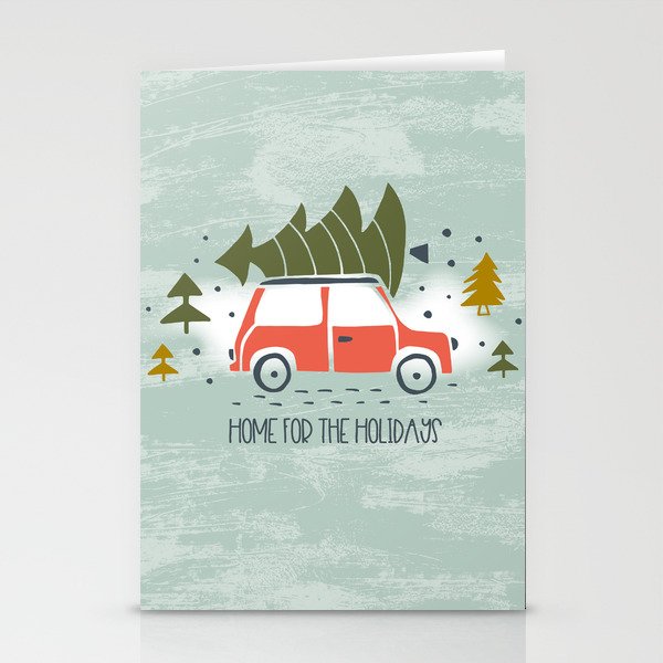 Home For The Holidays Blush Mint Christmas Stationery Card Gallery Image 1