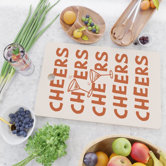 Cheers. Cocktails and Drinks in Burnt Orange and Linen White Cutting Board Gallery Image 2