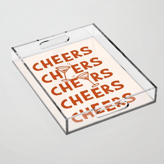 Cheers. Cocktails and Drinks in Burnt Orange and Linen White Acrylic Tray Gallery Image 1