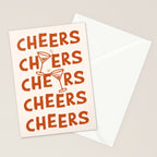 Cheers. Cocktails and Drinks in Burnt Orange and Linen White Stationery Card Gallery Image 2