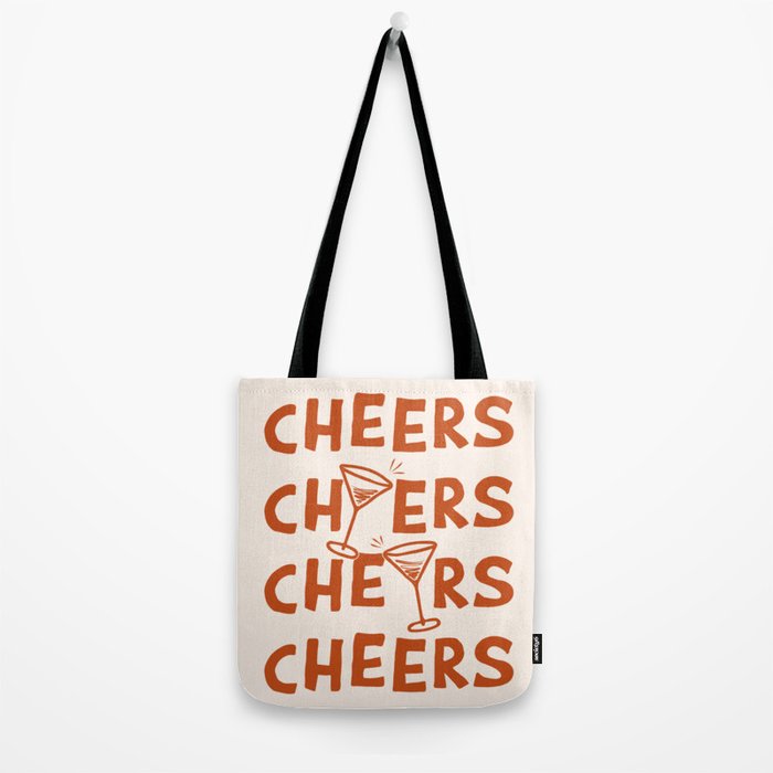 Cheers. Cocktails and Drinks in Burnt Orange and Linen White Tote Bag Gallery Image 2