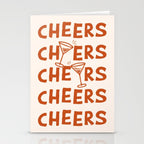 Cheers. Cocktails and Drinks in Burnt Orange and Linen White Stationery Card Gallery Image 2