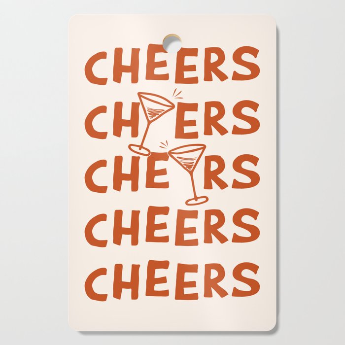 Cheers. Cocktails and Drinks in Burnt Orange and Linen White Cutting Board Gallery Image 1