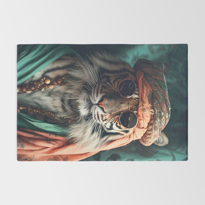 Namastig, Retro Portrait Tiger Prints Rug Gallery Image 2