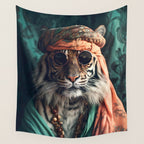 Namastig, Retro Portrait Tiger Prints Wall Tapestry Gallery Image 4