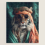 Namastig, Retro Portrait Tiger Prints Jigsaw Puzzle Gallery Image 1
