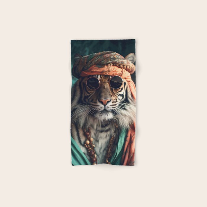 Namastig, Retro Portrait Tiger Prints Bath Towel Gallery Image 1