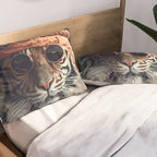 Namastig, Retro Portrait Tiger Prints Pillow Sham Gallery Image 2