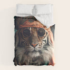 Namastig, Retro Portrait Tiger Prints Comforter Gallery Image 6