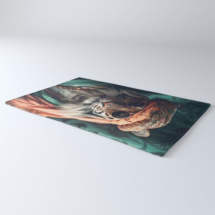 Namastig, Retro Portrait Tiger Prints Rug Gallery Image 3