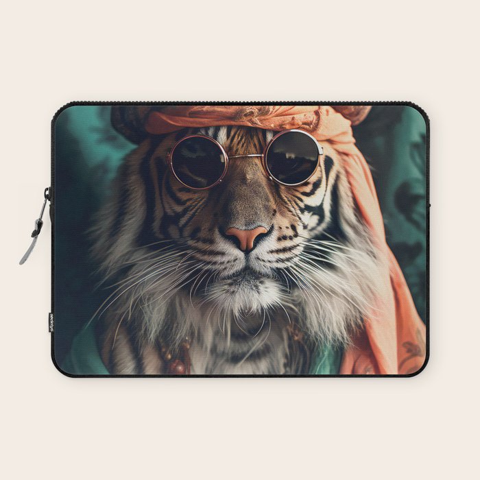 Namastig, Retro Portrait Tiger Prints Laptop Sleeve Gallery Image 1