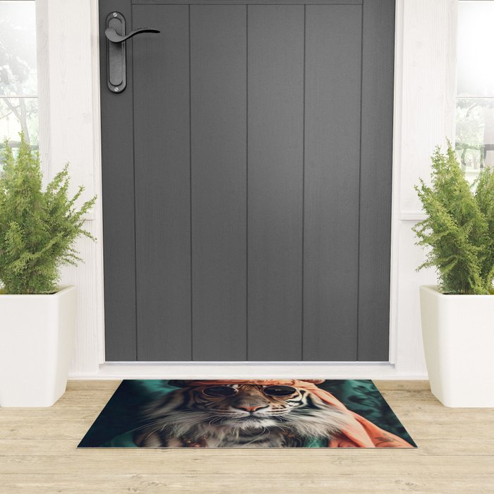Namastig, Retro Portrait Tiger Prints Welcome Mat Gallery Image 3