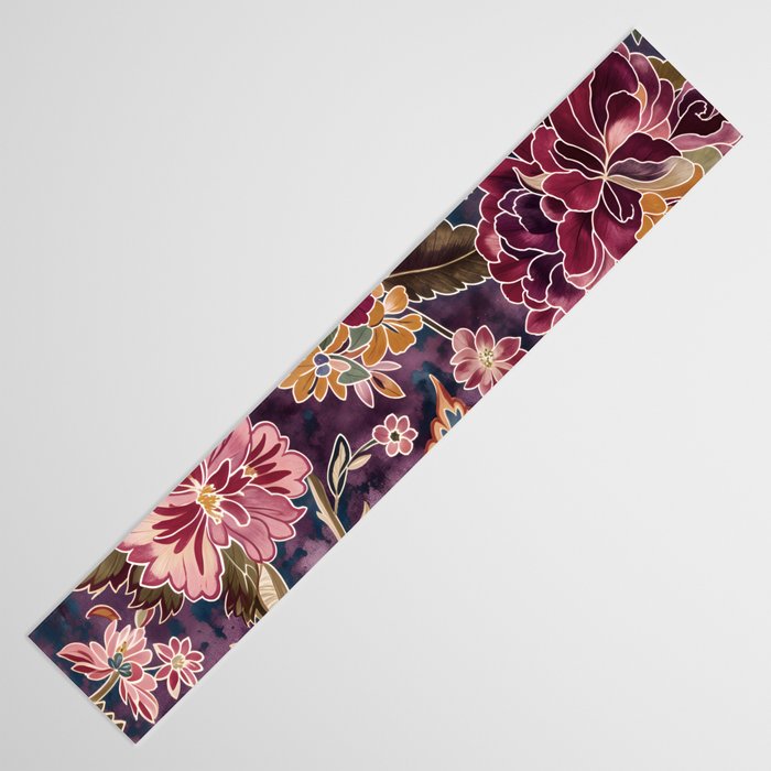 Exotic Plum Bohemian Floral Table Runner Gallery Image 3