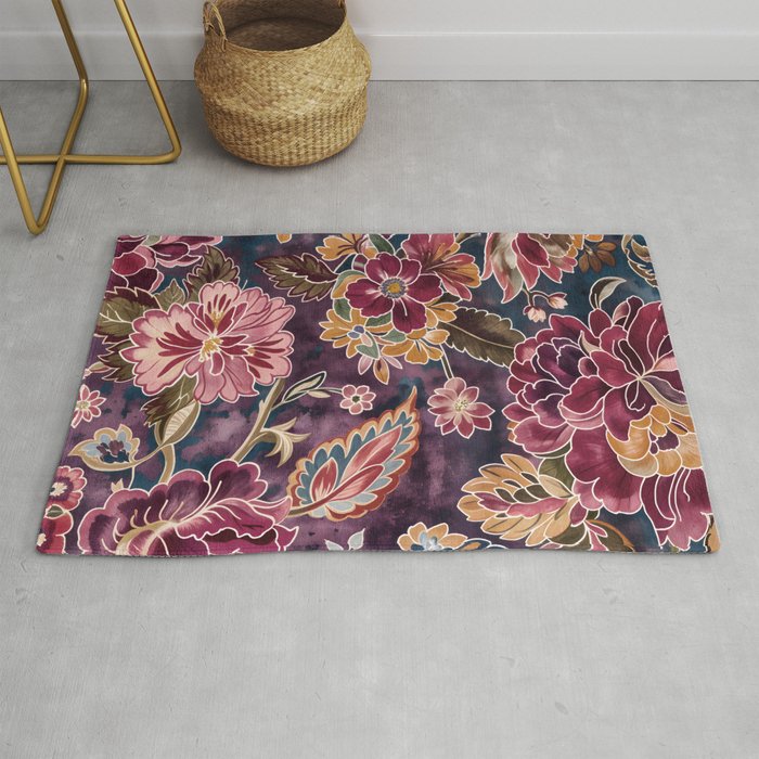 Exotic Plum Bohemian Floral Rug Gallery Image 1