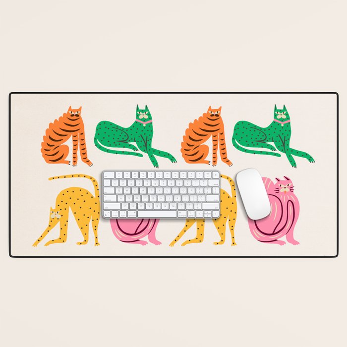Pop Cats: Modern Collage Pop Art Desk Mat