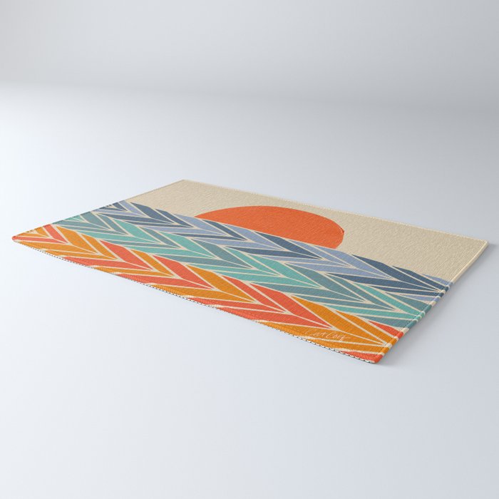 Retro Sunset - Blue & Orange Rug Gallery Image 3