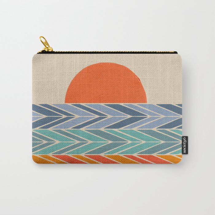 Retro Sunset - Blue & Orange Carry All Pouch Gallery Image 1