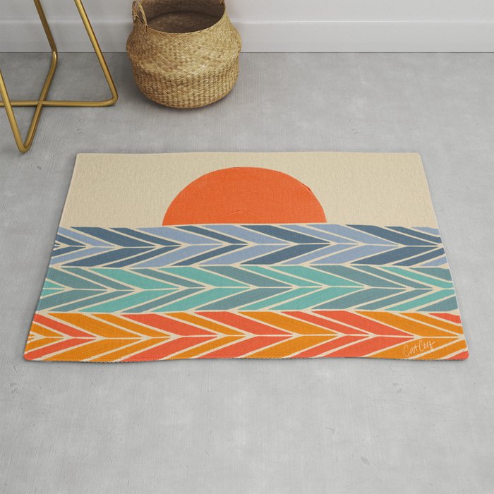Retro Sunset - Blue & Orange Rug Gallery Image 1